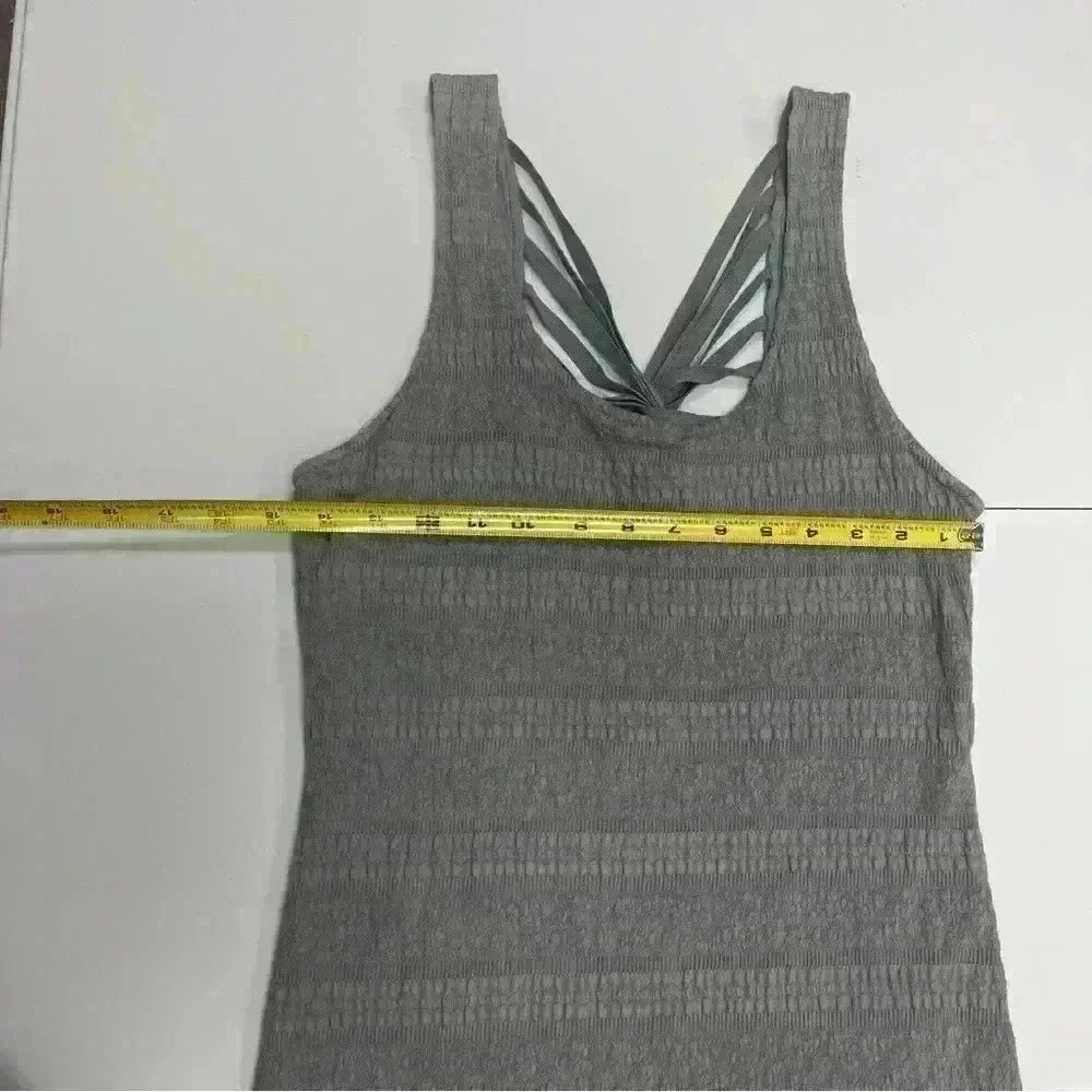 FREE PEOPLE Gray Textured Knit Fitted Criss Cross Back Dress Sz Medium